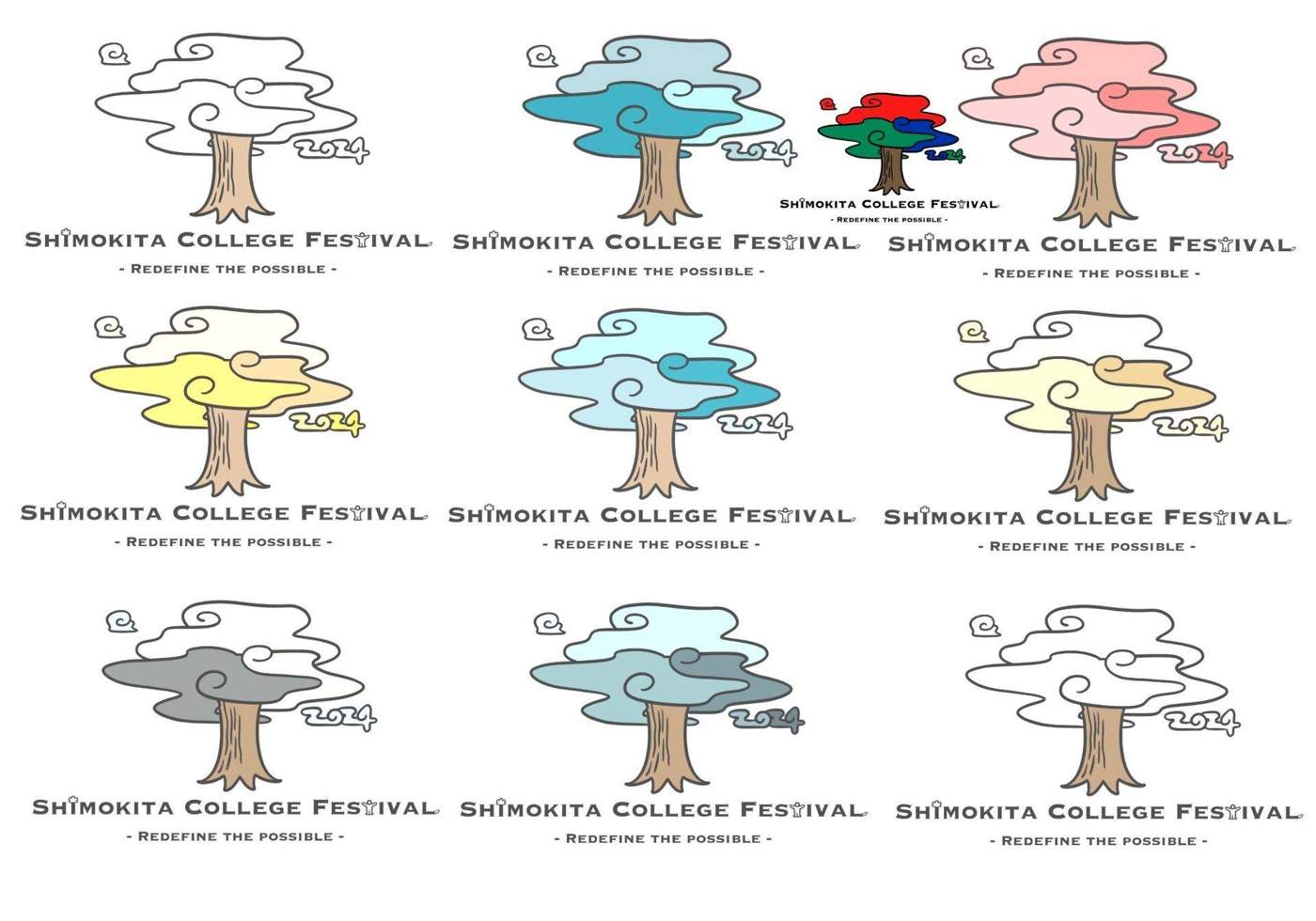 College Festival Logo concept sketches board one