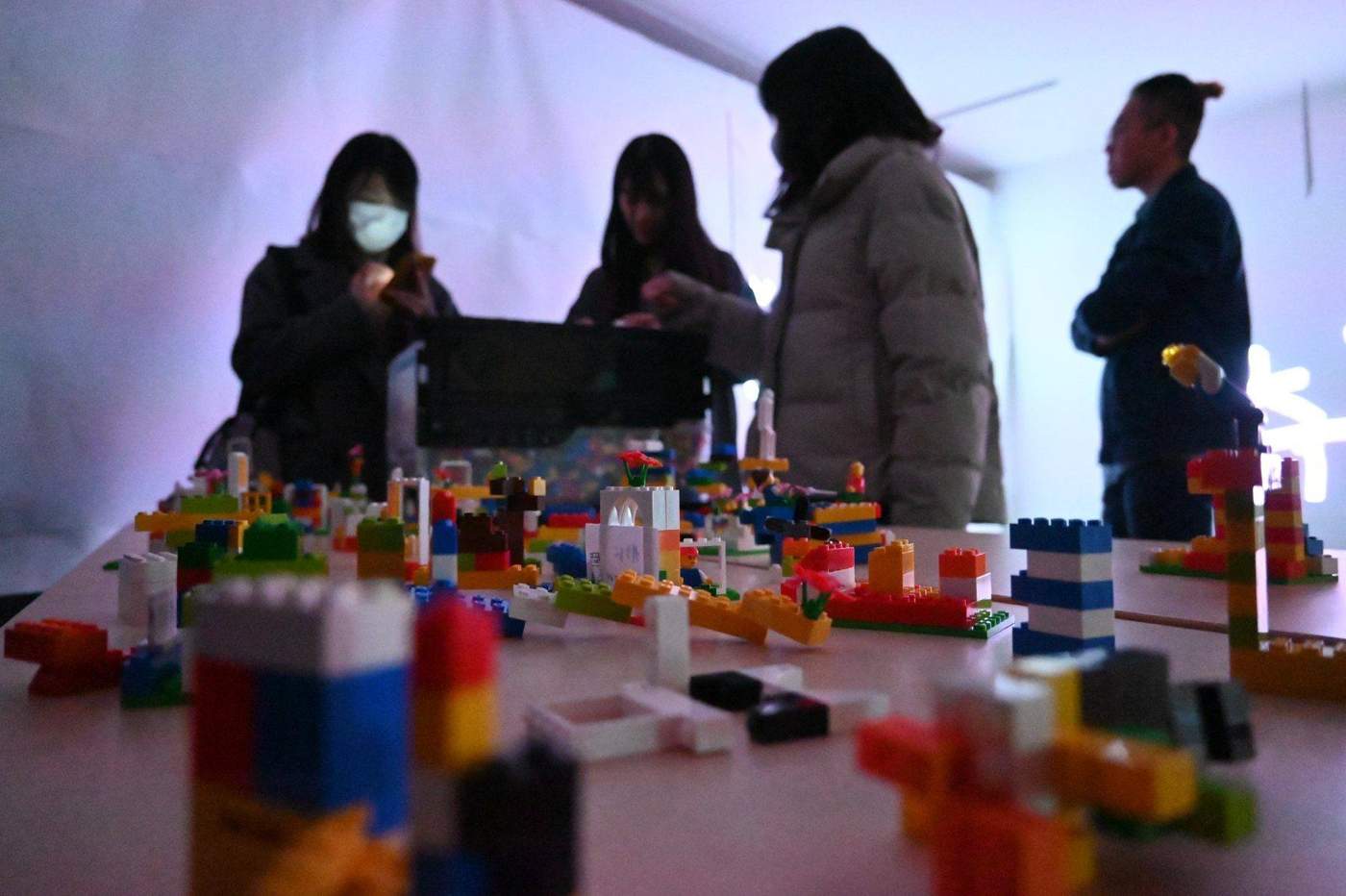Participants engaging with the installation