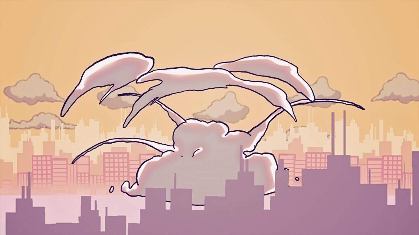City explosion still from 中前りおん–片恋ラプソディMV